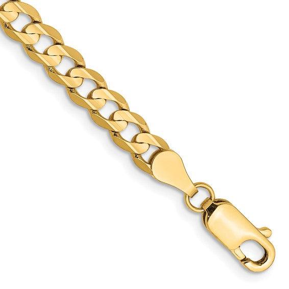 14K Yellow Gold 4.5mm Open Concave Curb Bracelet - Seattle Gold Grills