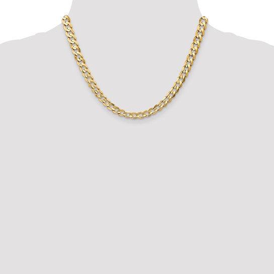 14k 6.75mm Open Concave Curb Chain