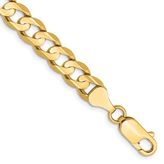 14K Yellow Gold 6.75mm Open Concave Curb Bracelet - Seattle Gold Grills