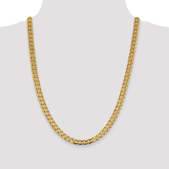 14k 7.5mm Open Concave Curb Chain