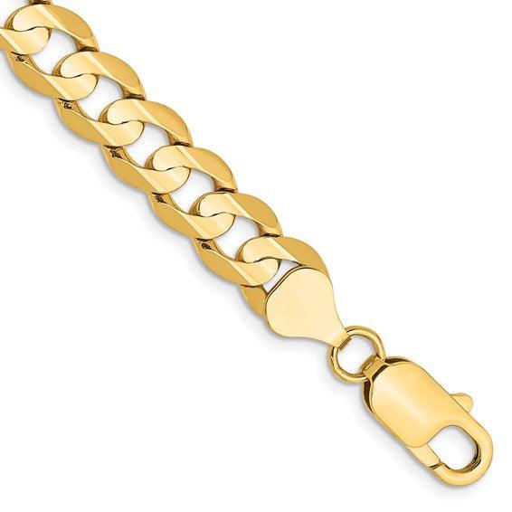 14K Yellow Gold 7.5mm Open Concave Curb Bracelet - Seattle Gold Grills