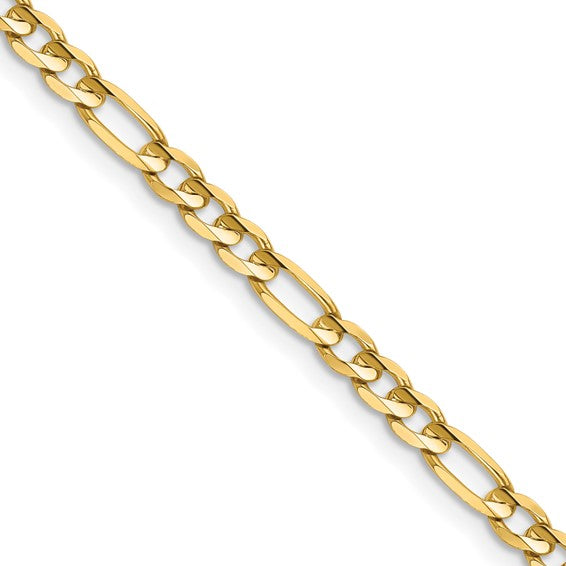 14k 4mm Concave Open Figaro Chain