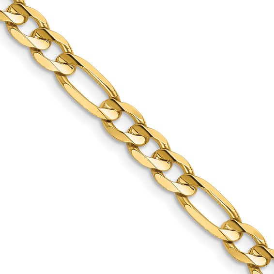 14k 5.5mm Concave Open Figaro Chain