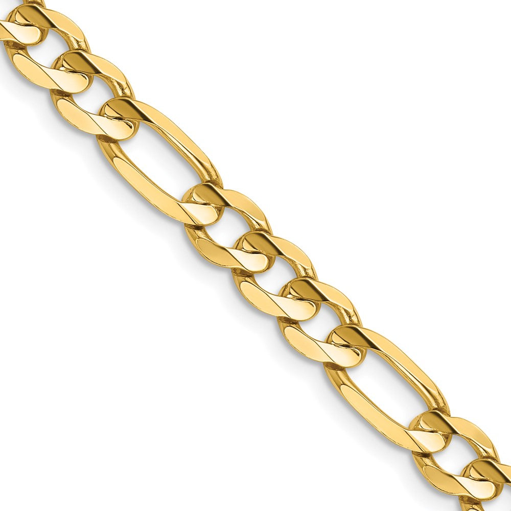 14K Yellow Gold Concave Open Figaro Chain — 6 mm