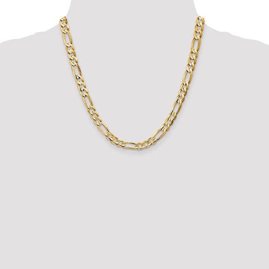 14k 6.75mm Concave Open Figaro Chain