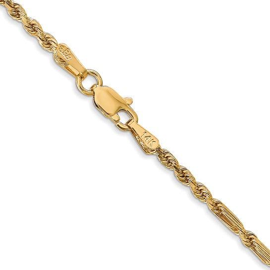 14k 2.25mm Milano Rope Chain