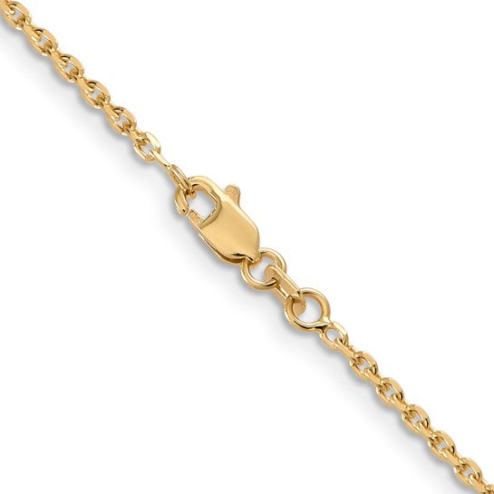 14k 1.65mm Solid Diamond Cut Cable Chain