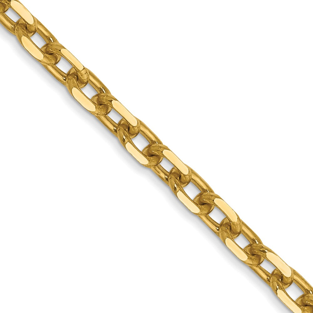 14K Yellow Gold Diamond-Cut Round Open-Link Cable Chain — 3 mm
