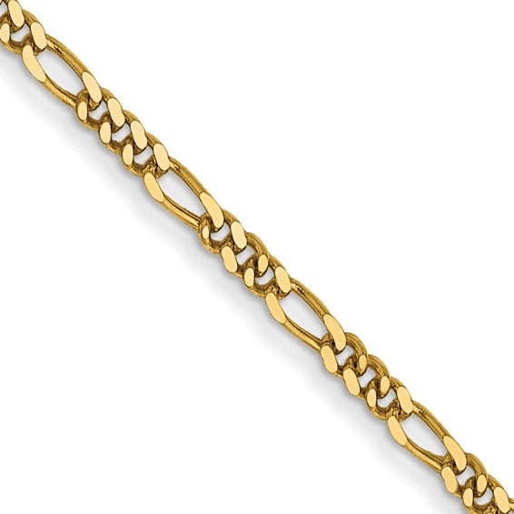 14k 1.25mm Flat Figaro Chain