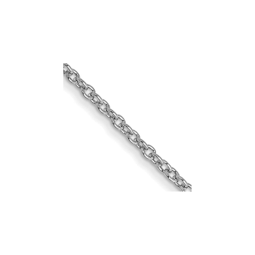 14K White Gold Round Open-Link Cable Chain — 1 mm
