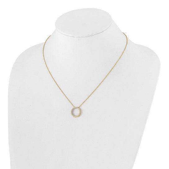 14k Yellow Gold Diamond Circle 18 inch Necklace