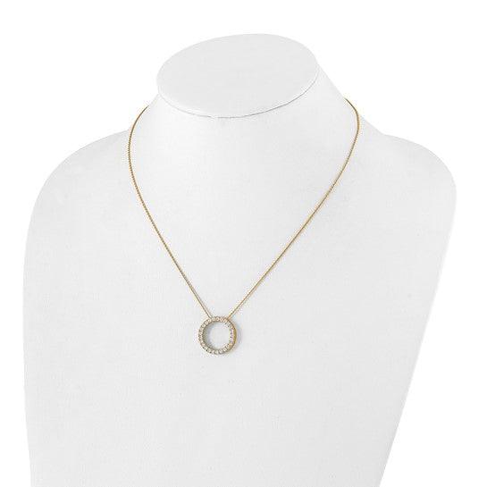 14k Yellow Gold Diamond Circle 18 inch Necklace