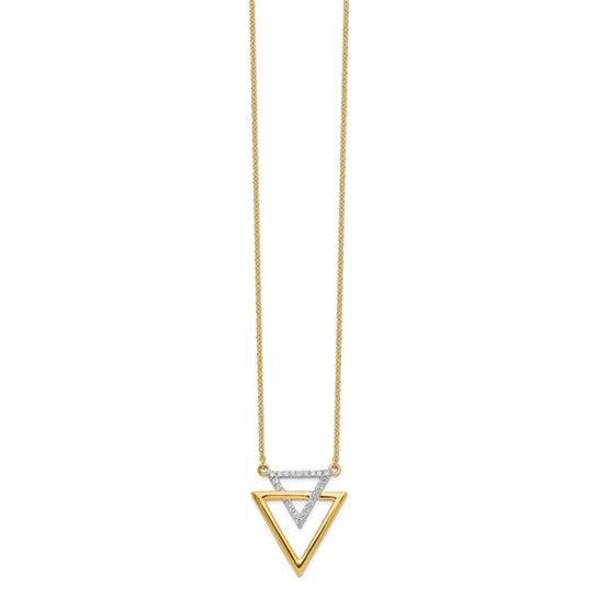 14k Polished Double Triangle Diamond 18in Necklace