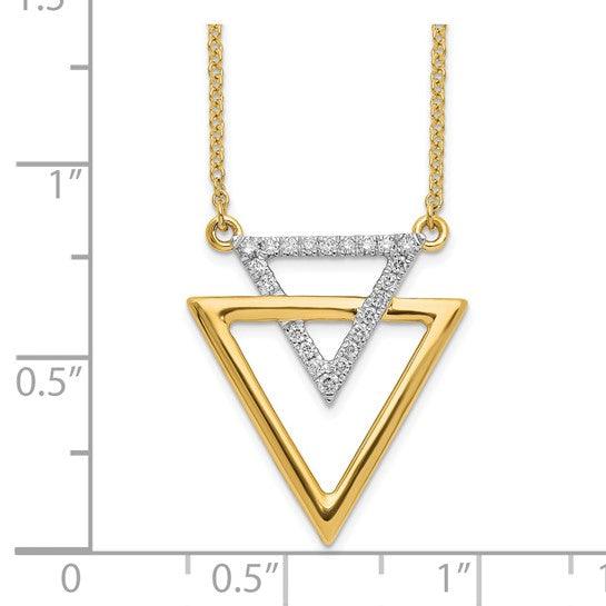 14k Polished Double Triangle Diamond 18in Necklace