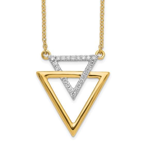 14k Polished Double Triangle Diamond 18in Necklace