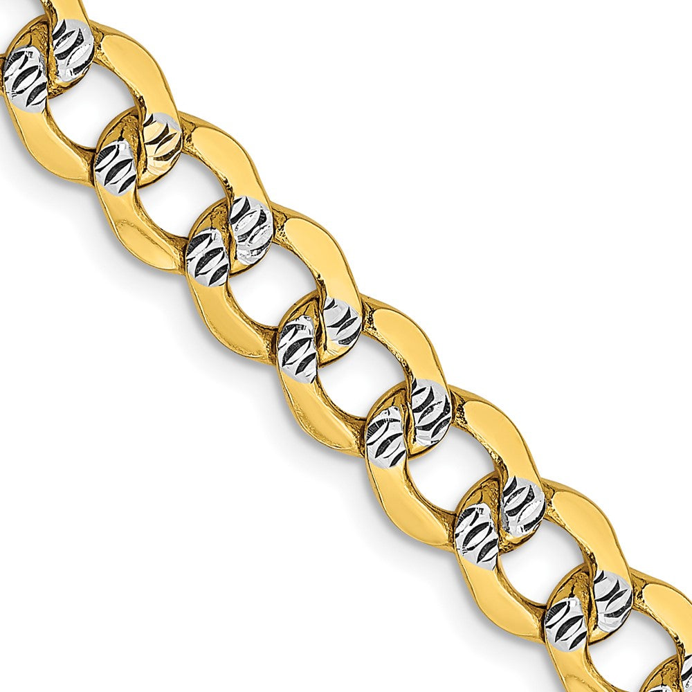 14K Yellow Gold Semi-Solid Pavé Curb Chain — 6.75 mm