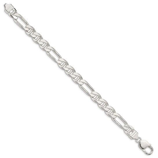 Sterling Silver 8.75mm Figaro Anchor Bracelet