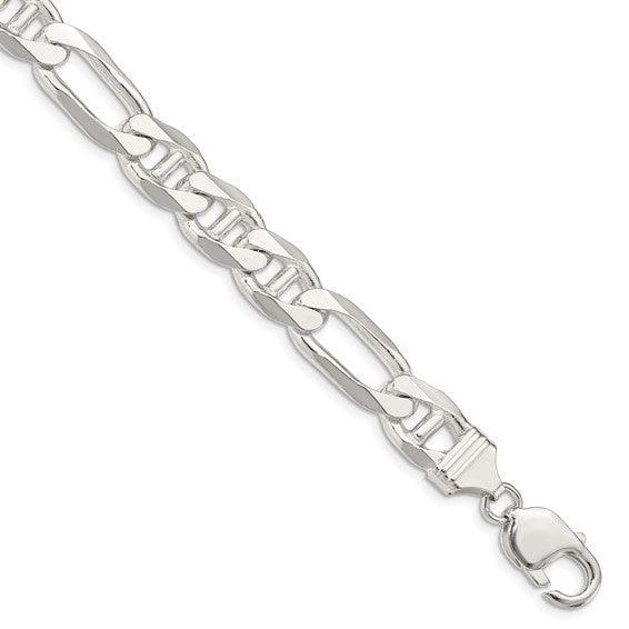 Sterling Silver 10.65mm Figaro Anchor Bracelet