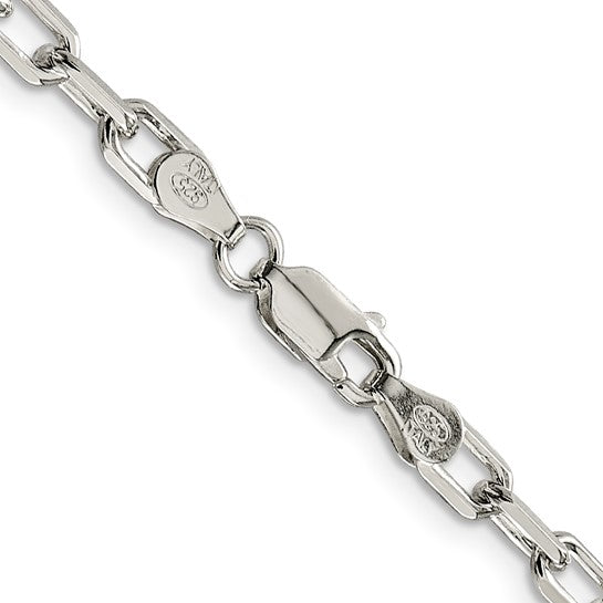 Sterling Silver 4.3mm Diamond-Cut Long Link Cable Chain