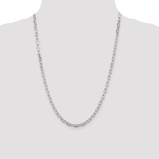 Sterling Silver 4.3mm Diamond-Cut Long Link Cable Chain