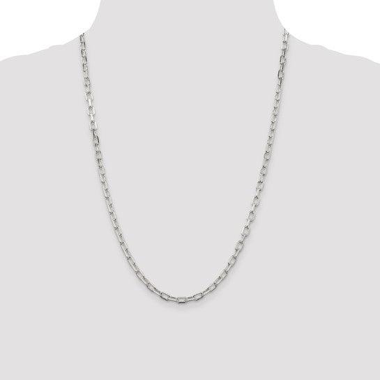 Sterling Silver 4.3mm Diamond-Cut Long Link Cable Chain
