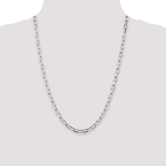 Sterling Silver 5.5mm Diamond Cut Open Link Cable Chain