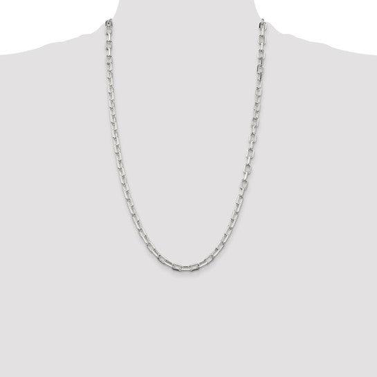 Sterling Silver 5.5mm Diamond Cut Open Link Cable Chain
