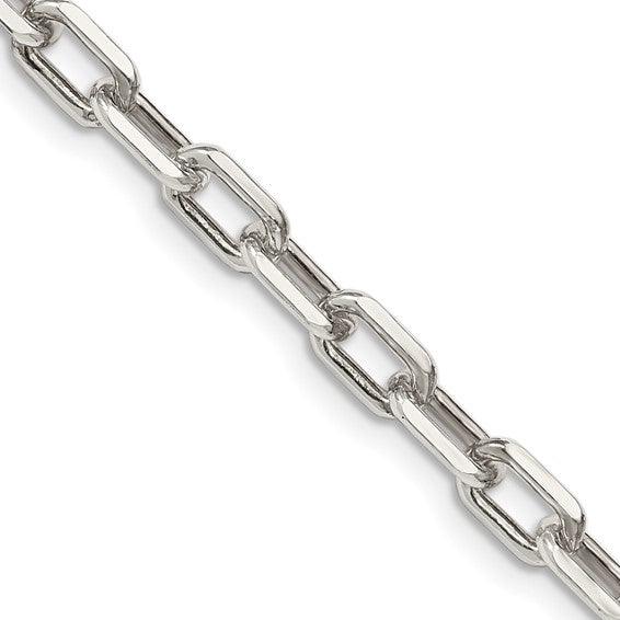 Sterling Silver 5.5mm Diamond Cut Open Link Cable Chain