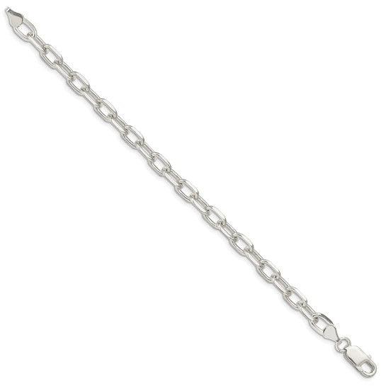 Sterling Silver 6.5mm Fancy Diamond-cut Long Link Cable Bracelet