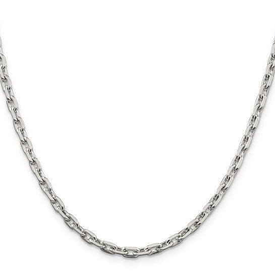 Sterling Silver 3.95mm Beveled Oval Cable Chain