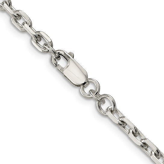 Sterling Silver 3.95mm Beveled Oval Cable Chain