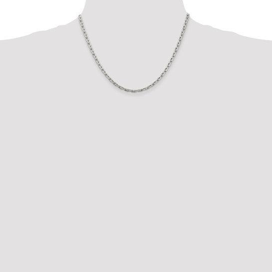 Sterling Silver 3.95mm Beveled Oval Cable Chain