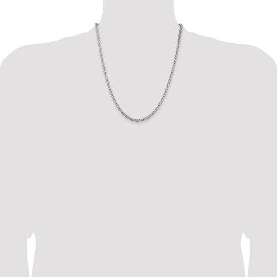 Sterling Silver 3.95mm Beveled Oval Cable Chain