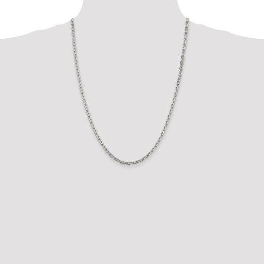 Sterling Silver 3.95mm Beveled Oval Cable Chain