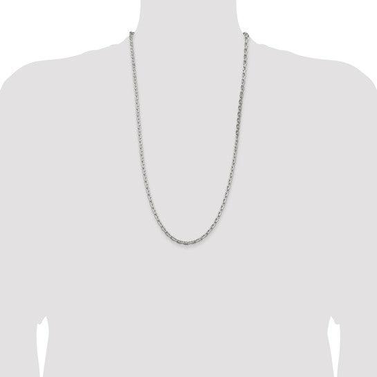 Sterling Silver 3.95mm Beveled Oval Cable Chain