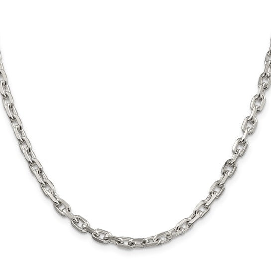 Sterling Silver 4.90mm Beveled Oval Cable Chain