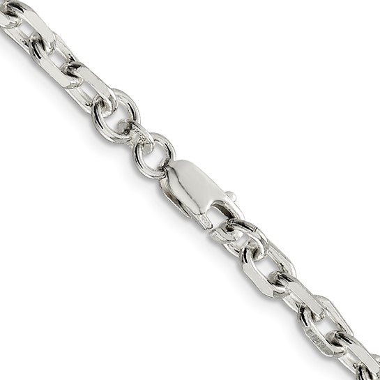 Sterling Silver 4.90mm Beveled Oval Cable Chain