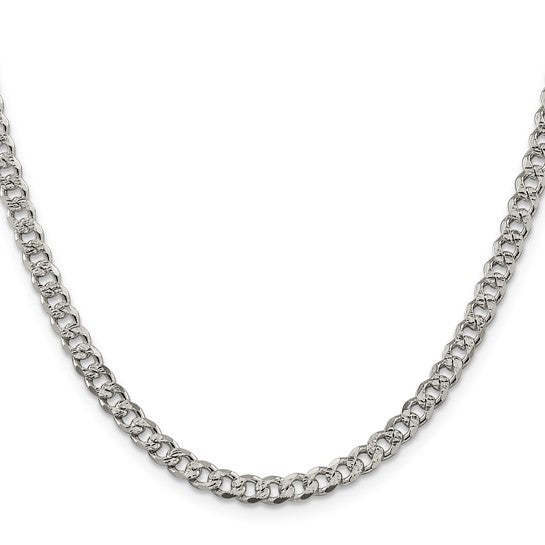 Sterling Silver 4.5mm Pave Curb Chain