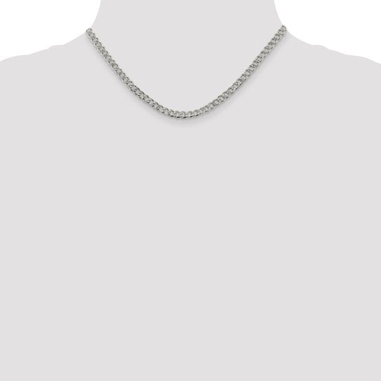 Sterling Silver 4.5mm Pave Curb Chain