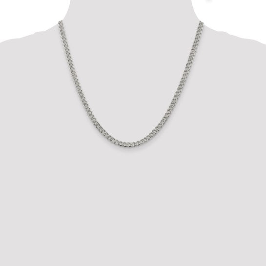 Sterling Silver 4.5mm Pave Curb Chain