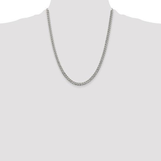 Sterling Silver 4.5mm Pave Curb Chain