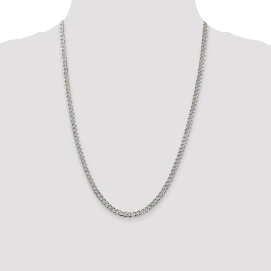 Sterling Silver 4.5mm Pave Curb Chain