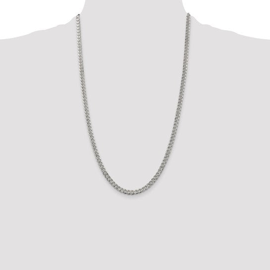 Sterling Silver 4.5mm Pave Curb Chain
