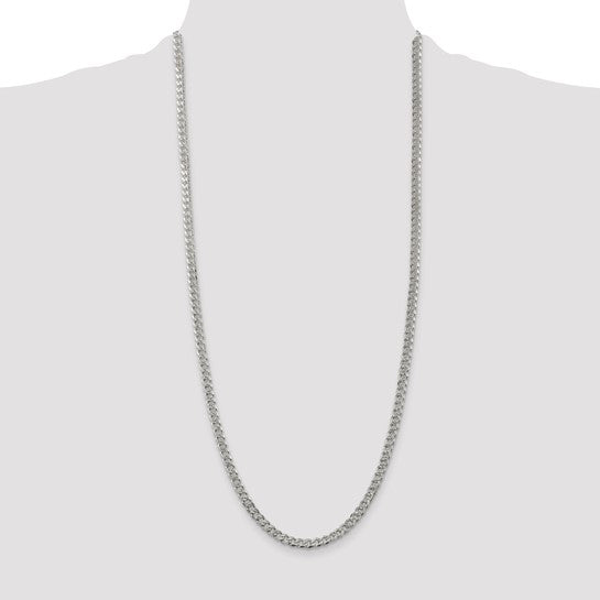 Sterling Silver 4.5mm Pave Curb Chain