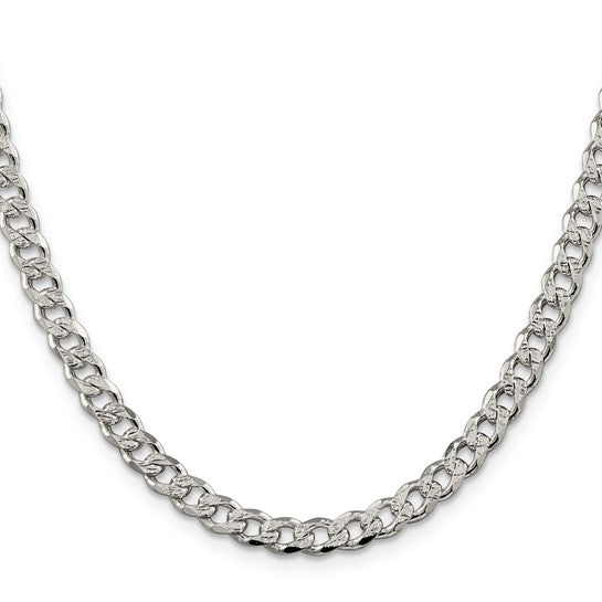 Sterling Silver 5.5mm Pave Curb Chain