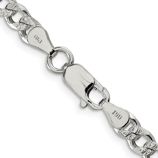 Sterling Silver 5.5mm Pave Curb Chain