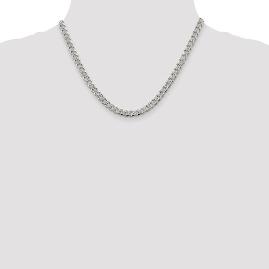 Sterling Silver 5.5mm Pave Curb Chain