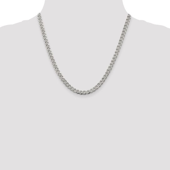 Sterling Silver 5.5mm Pave Curb Chain