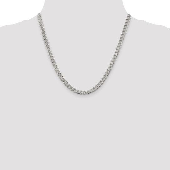 Sterling Silver 5.5mm Pave Curb Chain