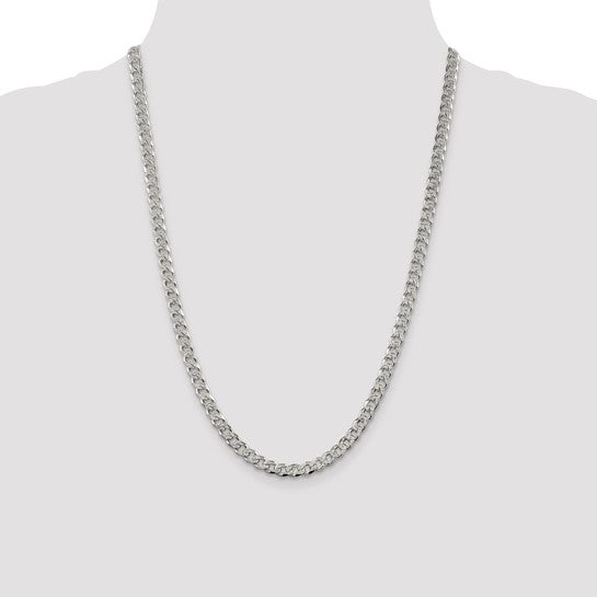 Sterling Silver 5.5mm Pave Curb Chain